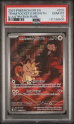 2025 Pokemon Scarlet and Violet Destined Rivals Illustration Rare Team Rocket's Meowth #203 PSA 10