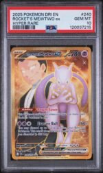2025 Pokemon Scarlet and Violet Destined Rivals Hyper Rare Team Rocket's Mewtwo Ex #240 PSA 10