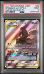 2019 Pokemon Sun and Moon Unbroken Bonds Machamp/Marshadow Gx #199 PSA 9