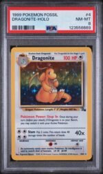 1999 Pokemon Fossil Holo Dragonite #4 PSA 8