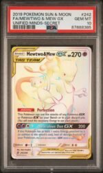 2019 Pokemon Sun and Moon Unified Minds Secret Rare Mew/Mewtwo Gx #242 /236 PSA 10