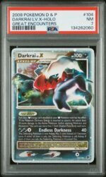 2008 Pokemon Diamond and Pearl Great Encounters Holo Darkrai Lv X #104 PSA 7