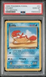 1999 Pokemon Fossil 1st Edition Krabby #51 PSA 10